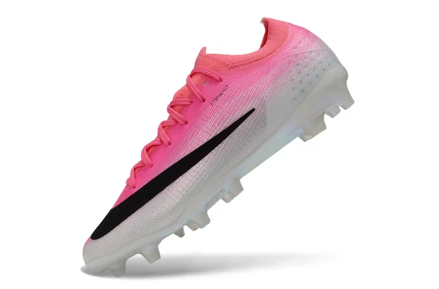 Nike Pink Transparent Low-Cut Knit Bootie Iridescent Soleplate Firm-Ground Soccer Shoes 3