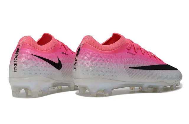 Nike Pink Transparent Low-Cut Knit Bootie Iridescent Soleplate Firm-Ground Soccer Shoes 5