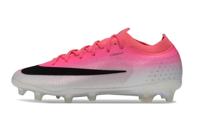 Nike Pink Transparent Low-Cut Knit Bootie Iridescent Soleplate Firm-Ground Soccer Shoes 7