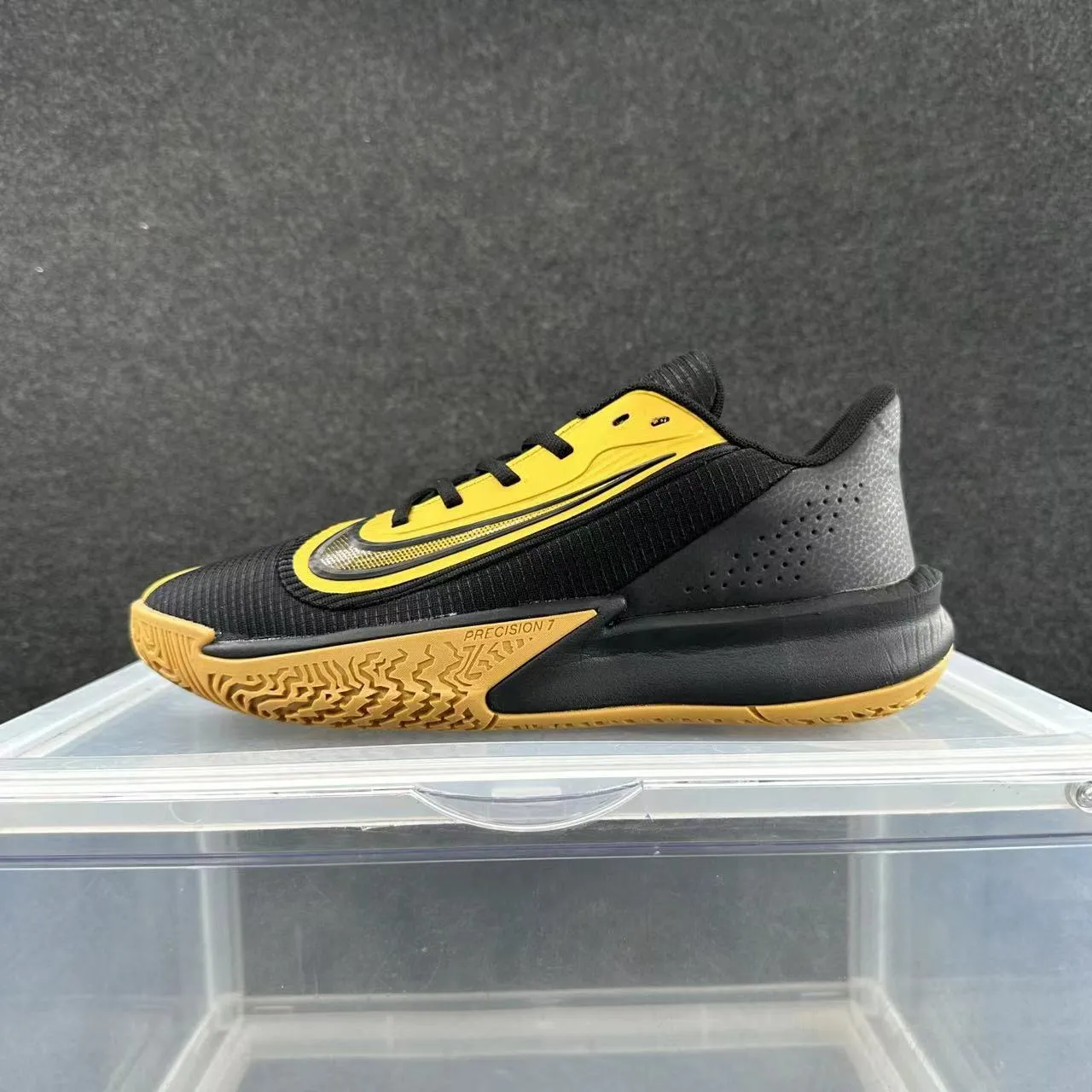 Nike Precision 7 Black Yellow Gum Basketball Shoes 2