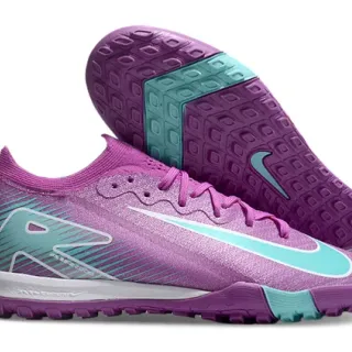 Nike Tênis de futebol turf com upper de knit roxo e azul overlays de ondas sintéticas