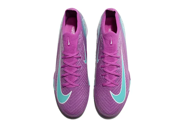 Nike Purple Blue Knit Upper Synthetic Wave Overlays Turf Soccer Shoes 2