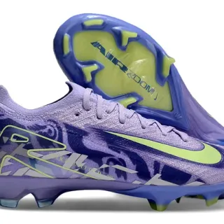 Nike Purple Green Flyknit Upper Low-Cut Fit Firm-Ground Soccer Shoes
