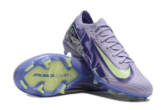 Nike Purple Green Flyknit Upper Low-Cut Fit Firm-Ground Soccer Shoes 2