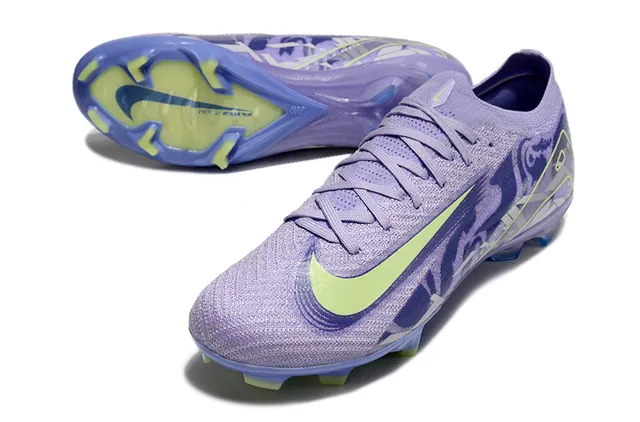 Nike Purple Green Flyknit Upper Low-Cut Fit Firm-Ground Soccer Shoes 3