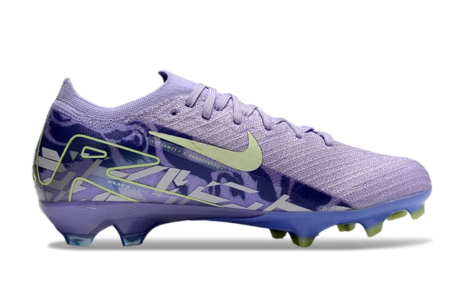 Nike Purple Green Flyknit Upper Low-Cut Fit Firm-Ground Soccer Shoes 5