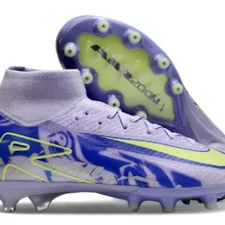 Nike Purple Green عالي القطع أسلوب الجوارب الطبقة العلوية نسيج البناء سطح صلب أحذية كرة القدم
