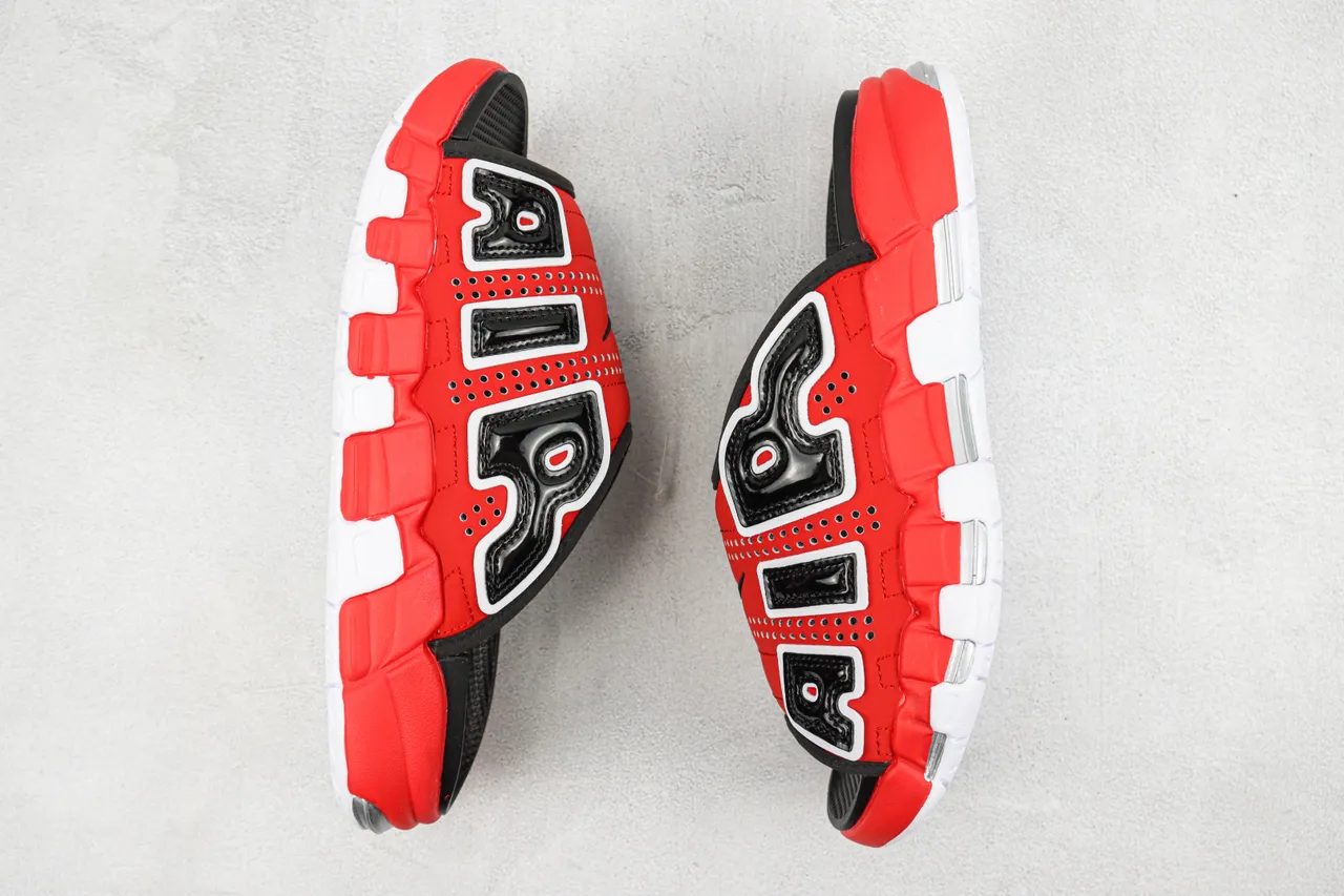 Nike Red Black Bold AIR Logo Appliqué Perforated Synthetic Upper Slippers 2