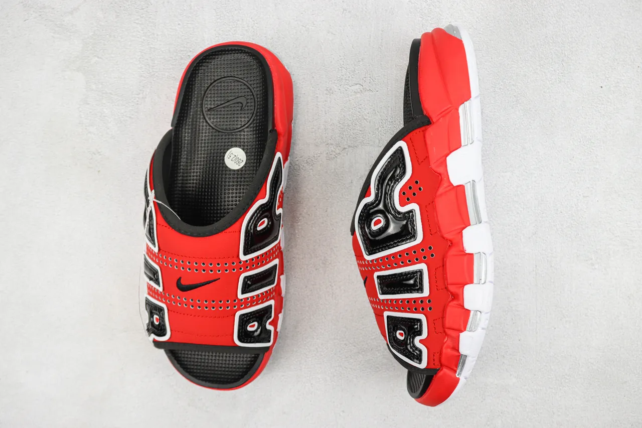 Nike Red Black Bold AIR Logo Appliqué Perforated Synthetic Upper Slippers 3