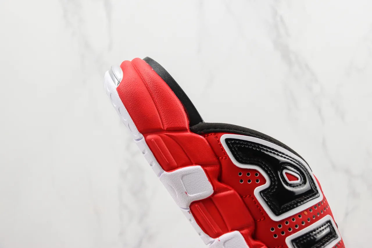 Nike Red Black Bold AIR Logo Appliqué Perforated Synthetic Upper Slippers 5