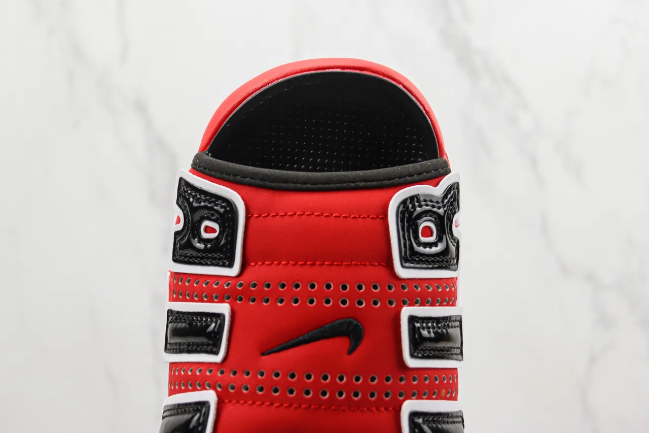 Nike Red Black Bold AIR Logo Appliqué Perforated Synthetic Upper Slippers 6