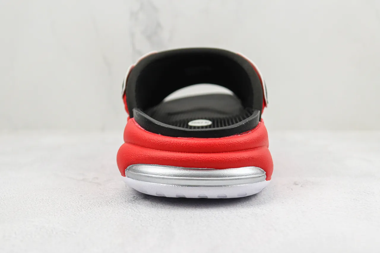 Nike Red Black Bold AIR Logo Appliqué Perforated Synthetic Upper Slippers 9
