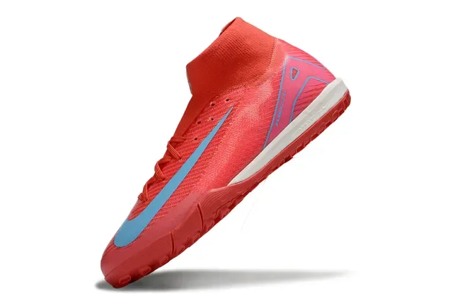 Nike Rouge Rose Haut-Coupé Collet Chaussette Ajusté Synthétique Texturé Supérieur Turf Chaussures de Football 3