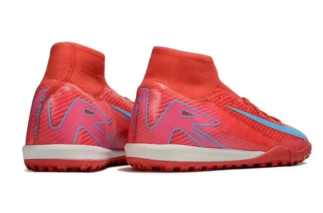 Nike Rouge Rose Haut-Coupé Collet Chaussette Ajusté Synthétique Texturé Supérieur Turf Chaussures de Football 5