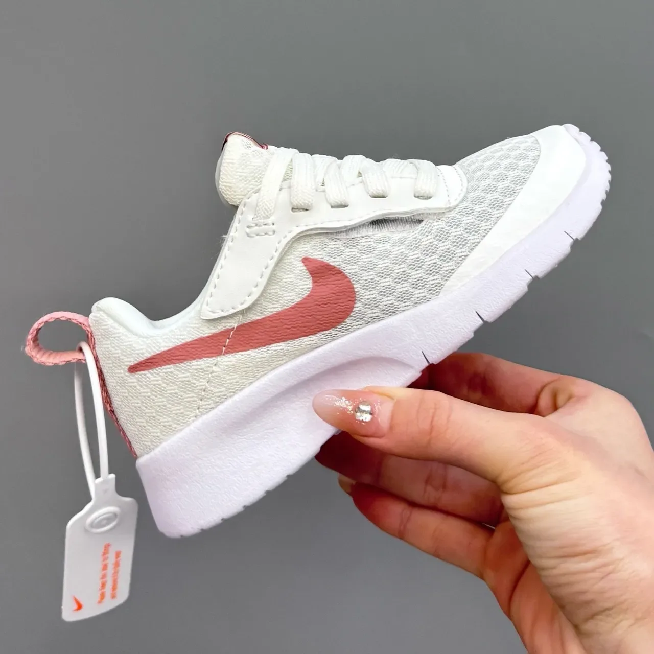 Nike Revolution White Pink Mesh Upper Hook-and-Loop Strap Lifestyle Sneakers 14