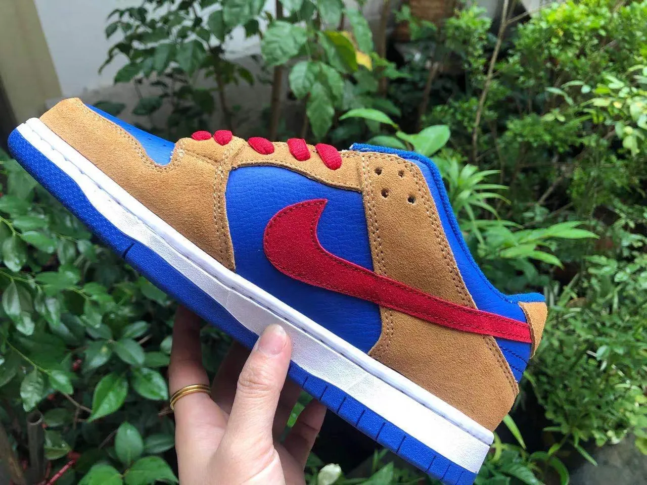 Nike SB Dunk Low Blue Tan Red Skateboard Shoes 6