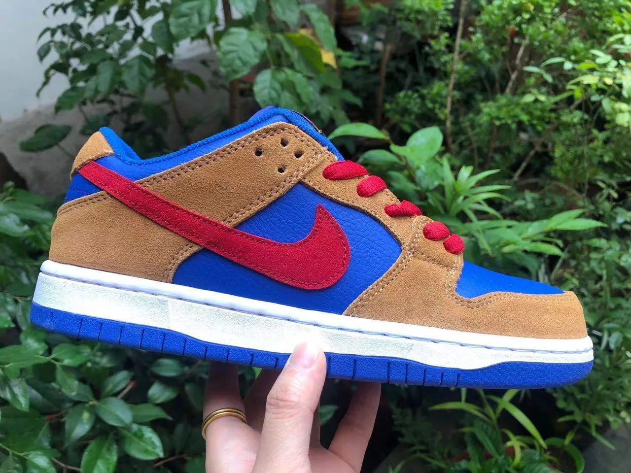 Nike SB Dunk Low Blue Tan Red Skateboard Shoes 7