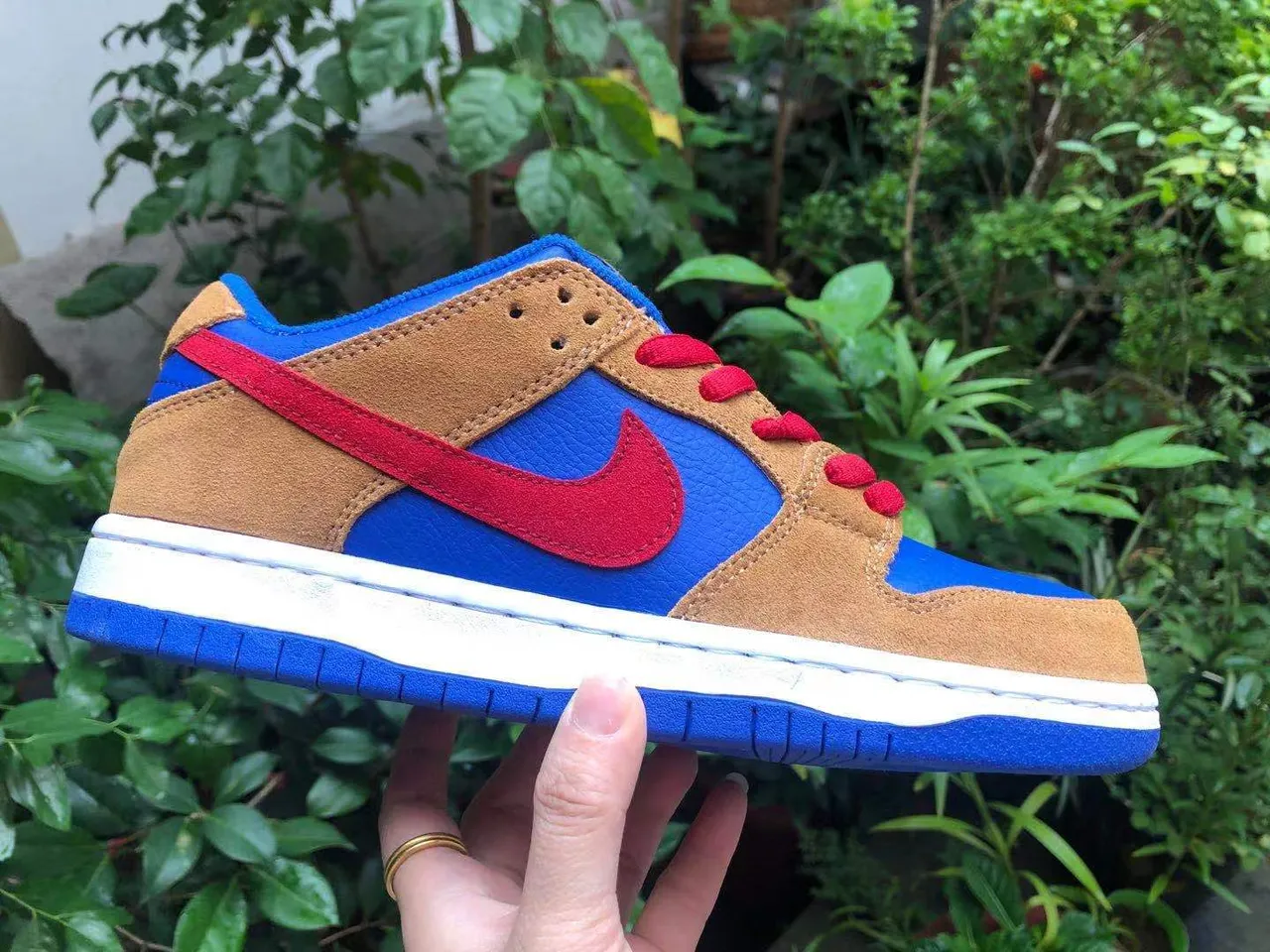 Nike SB Dunk Low Blue Tan Red Skateboard Shoes 8