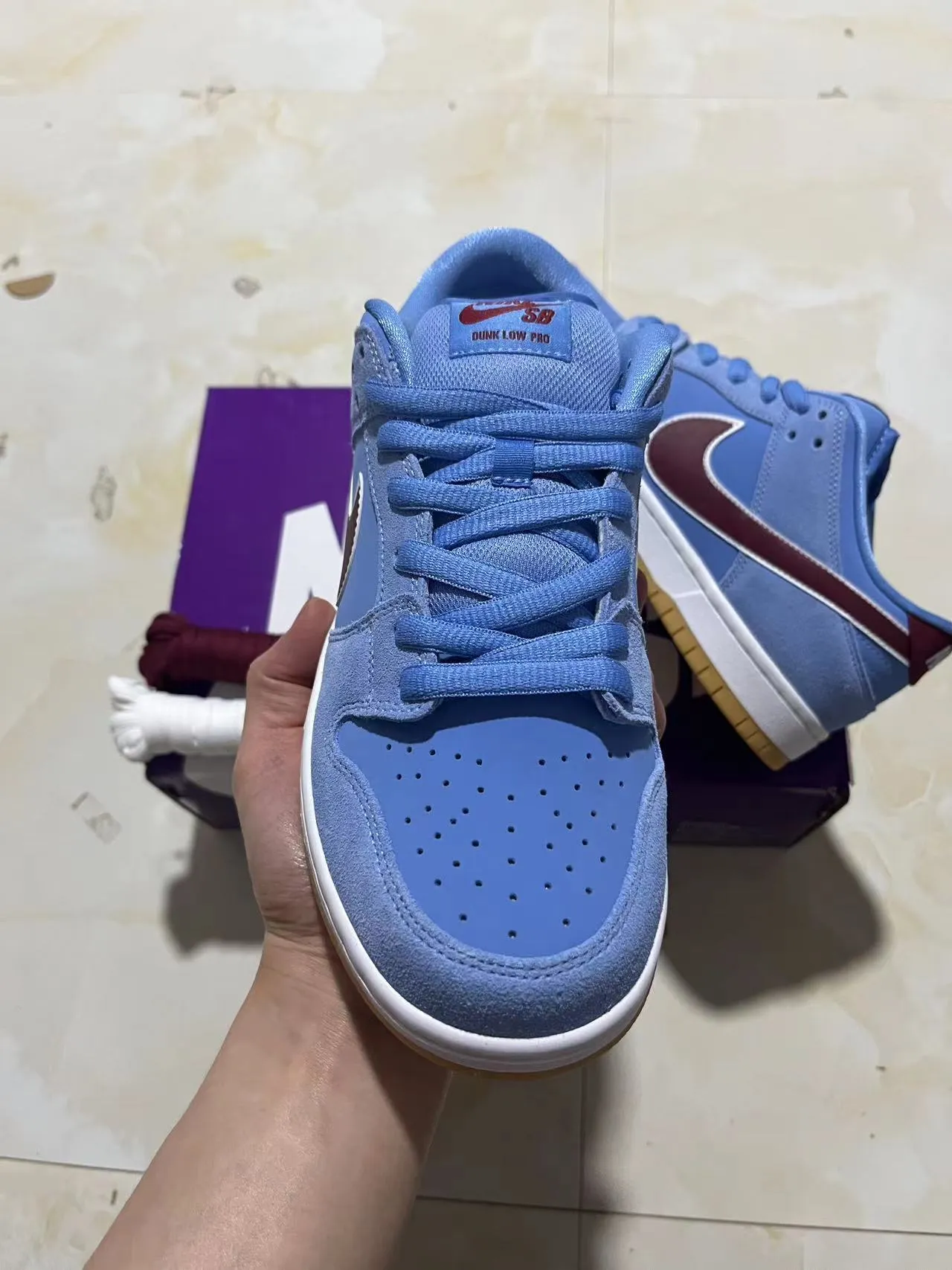 Nike SB Dunk Low bleu clair marron gomme chaussures de skateboard 3
