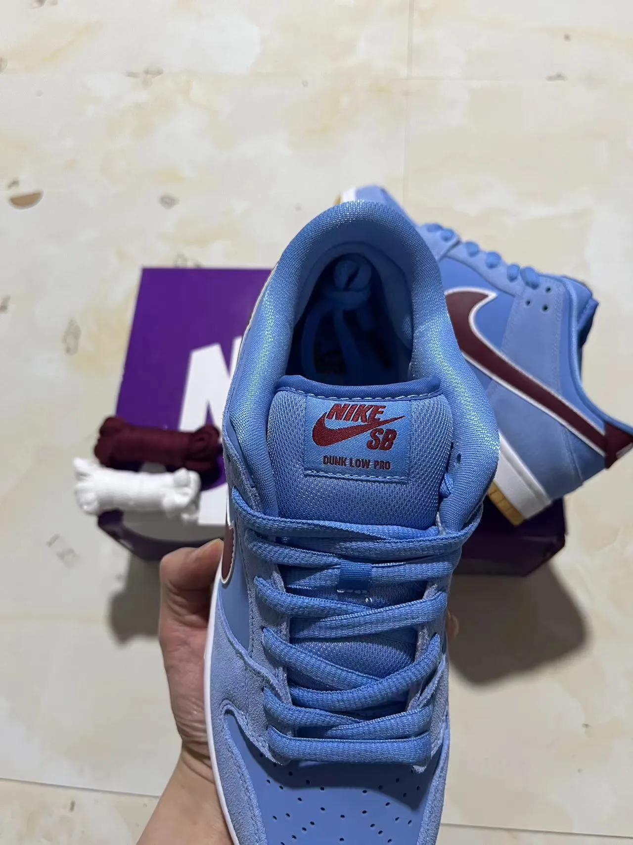 Nike SB Dunk Low bleu clair marron gomme chaussures de skateboard 4