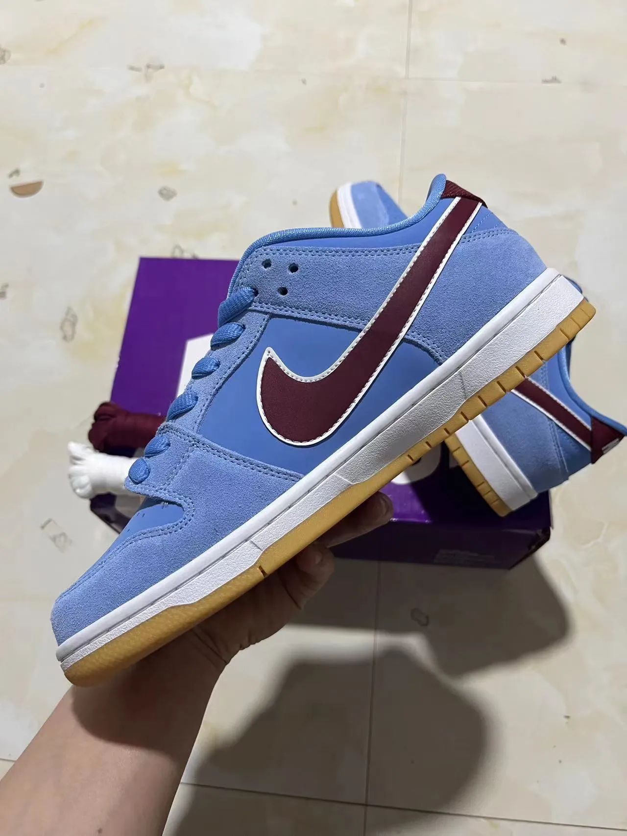 Nike SB Dunk Low bleu clair marron gomme chaussures de skateboard 5