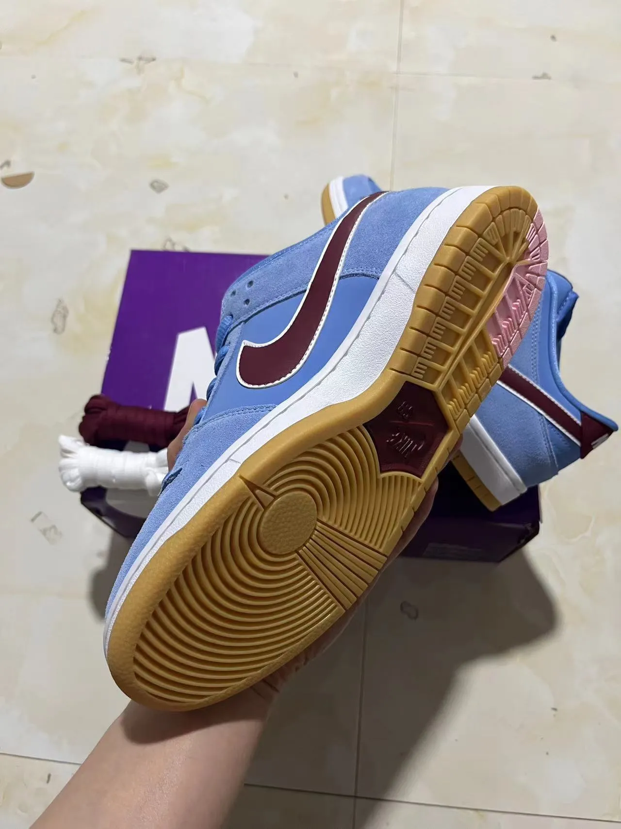 Nike SB Dunk Low bleu clair marron gomme chaussures de skateboard 6