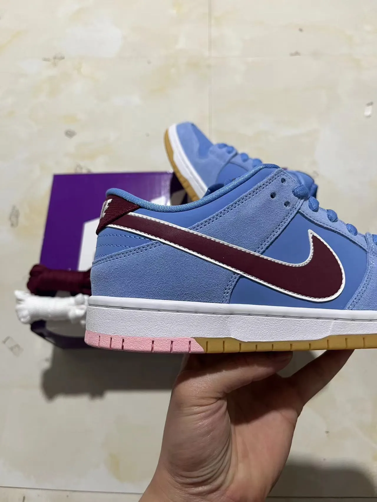 Nike SB Dunk Low bleu clair marron gomme chaussures de skateboard 7