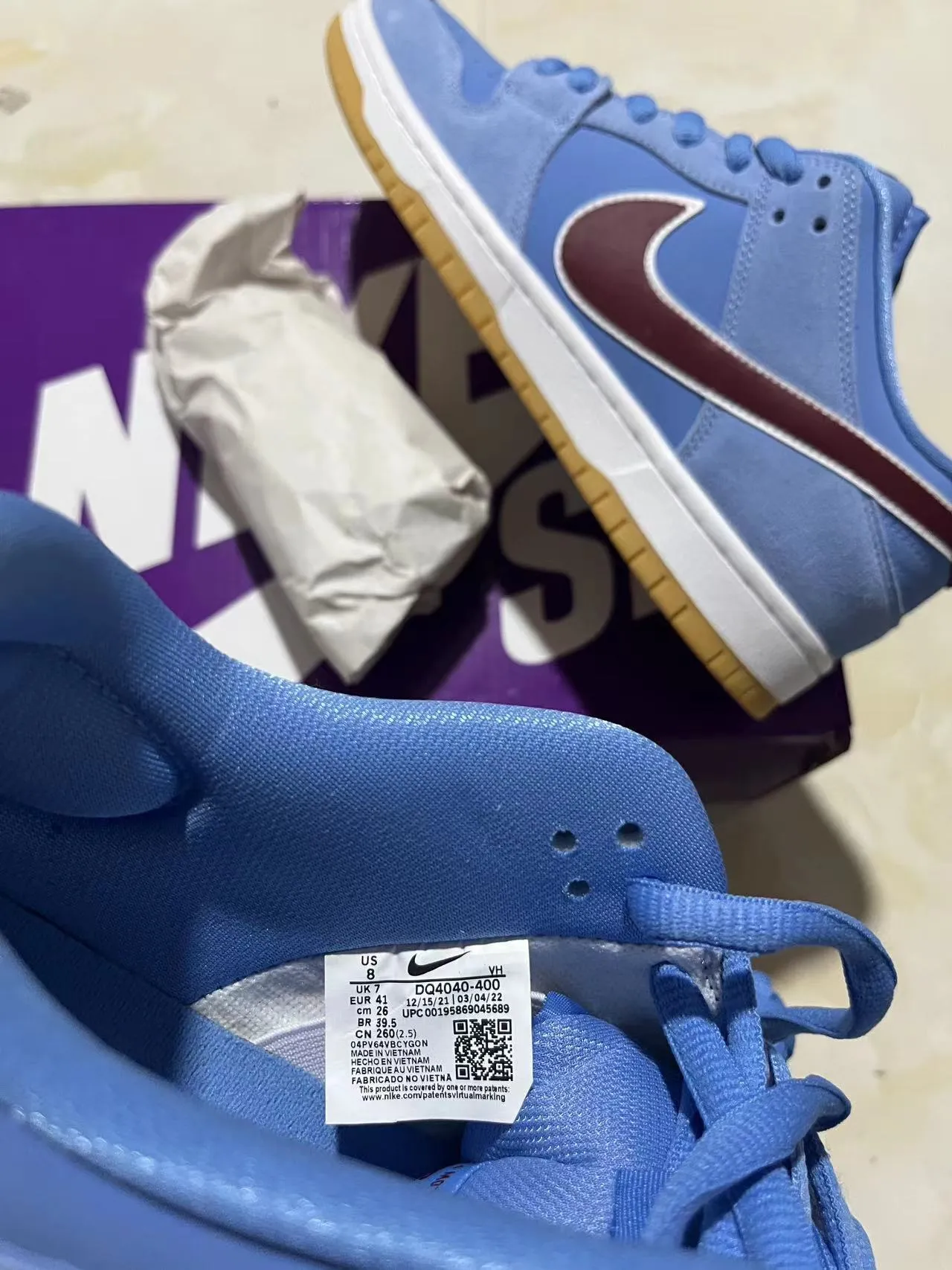 Nike SB Dunk Low bleu clair marron gomme chaussures de skateboard 8