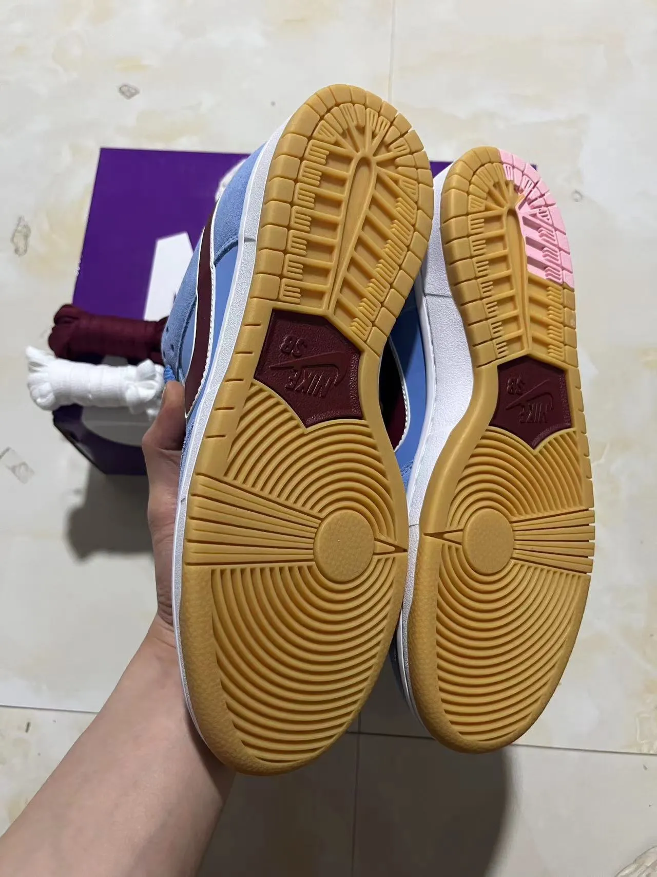 Nike SB Dunk Low bleu clair marron gomme chaussures de skateboard 10