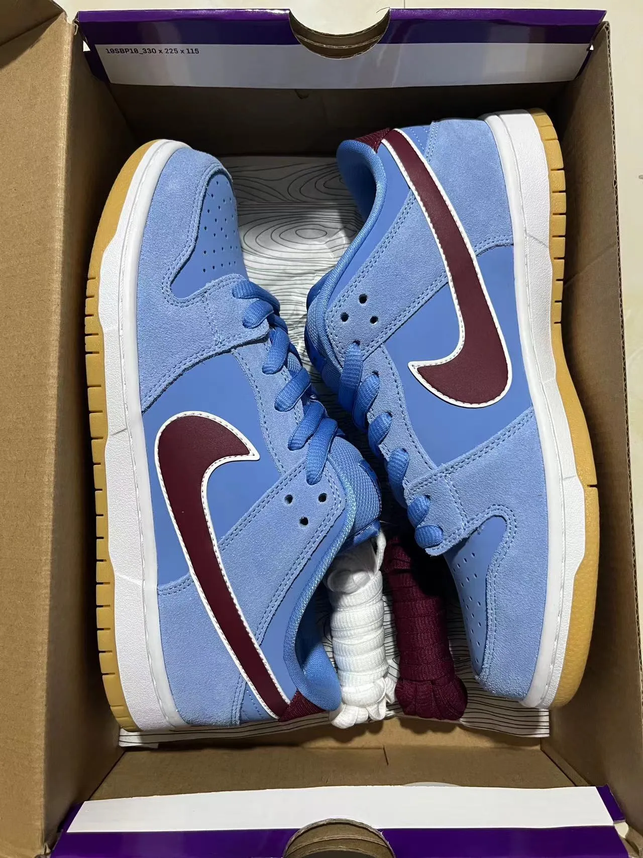 Nike SB Dunk Low bleu clair marron gomme chaussures de skateboard 11