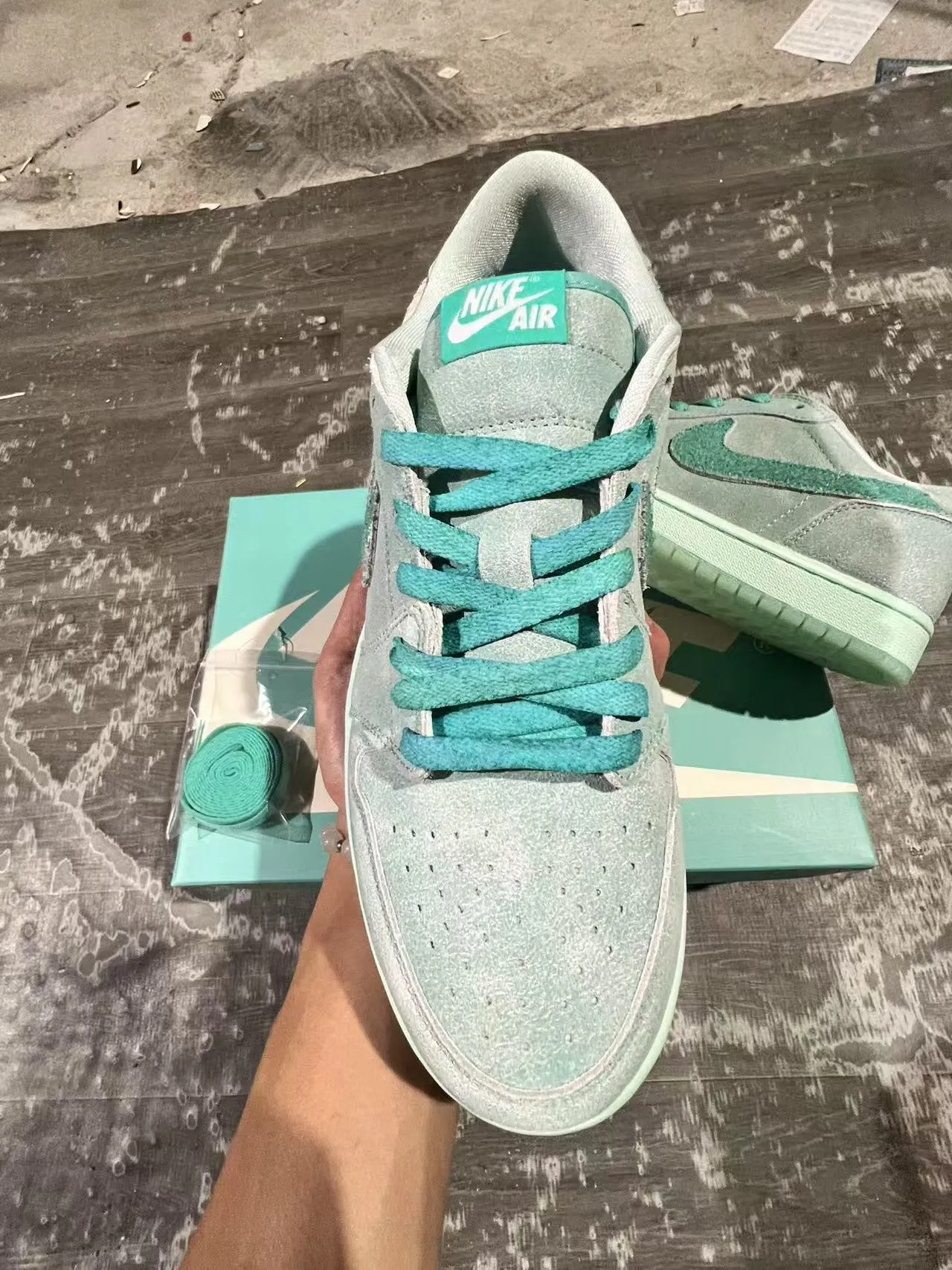 Nike SB Dunk Low Mint Teal Suede Skateboard Shoes 7