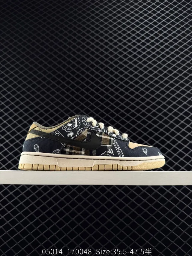Nike SB Dunk Low Chaussures de skateboard bleu marine beige bandana à carreaux 6