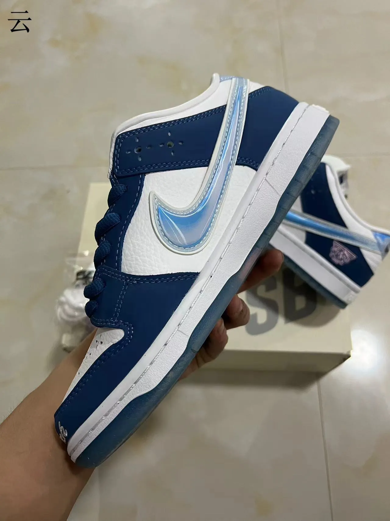 Nike SB Dunk Low Navy White Cupsole Skateboard Shoes 5
