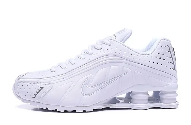 Nike Shox NZ White Gray Column Heel Cushioning Perforated Synthetic Upper Lifestyle Sneakers 2