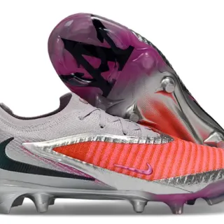 Nike Silver Pink Low-Cut Knit Upper Asymmetric Overlay Firm-Ground Soccer Shoes