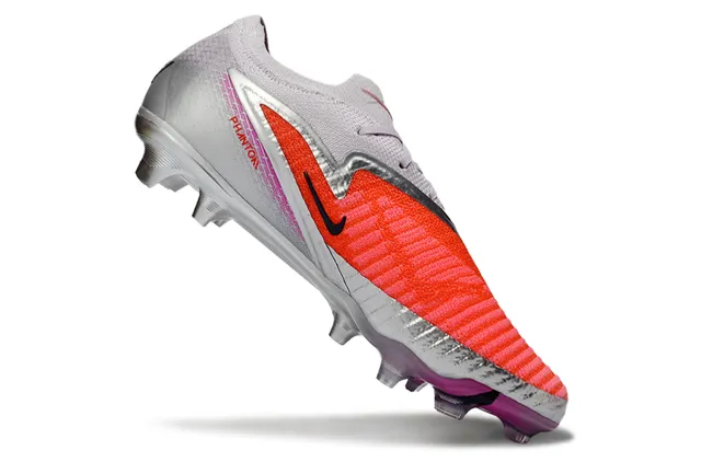 Nike Silver Pink Low-Cut Knit Upper Asymmetric Overlay Firm-Ground Soccer Shoes 10