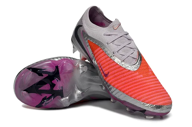 Nike Silver Pink Low-Cut Knit Upper Asymmetric Overlay Firm-Ground Soccer Shoes 12