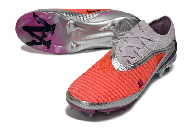 Nike Silver Pink Low-Cut Knit Upper Asymmetric Overlay Firm-Ground Soccer Shoes 13