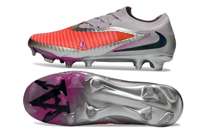 Nike Silver Pink Low-Cut Knit Upper Asymmetric Overlay Firm-Ground Soccer Shoes 15