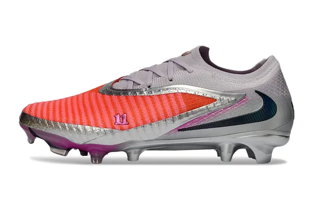 Nike Silver Pink Low-Cut Knit Upper Asymmetric Overlay Firm-Ground Soccer Shoes 16