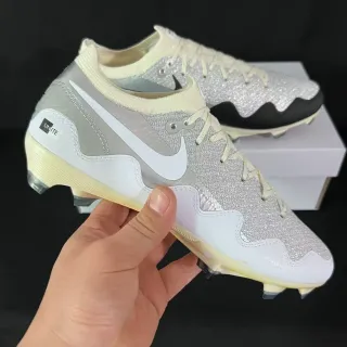 Nike Silver White Glitter Upper Swoosh Overlay Firm-Ground Soccer Shoes
