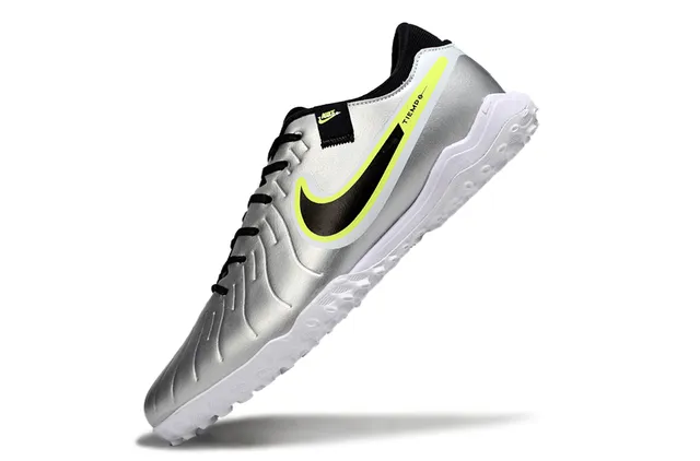 Nike Tiempo Argent Noir Métallique Synthétique Supérieur Swoosh Overlay Turf Chaussures de Football 3