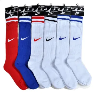 Nike White Blue Knee-High Ribbed Cuff Socks