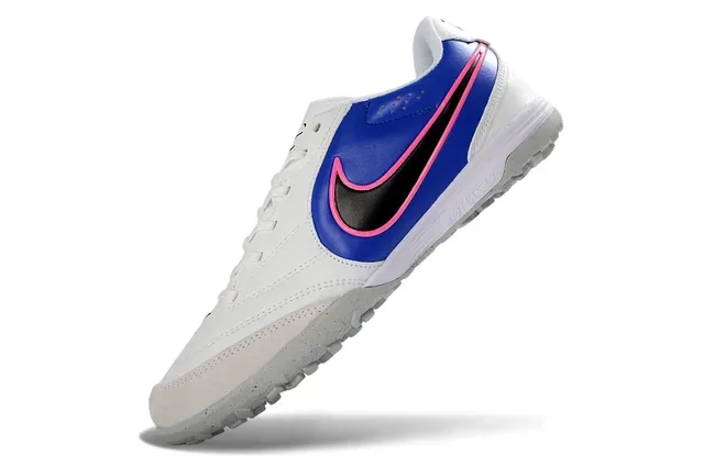 Nike White Blue Low-Top Synthetic-Leather Upper Artificial-Grass Soccer Shoes 2