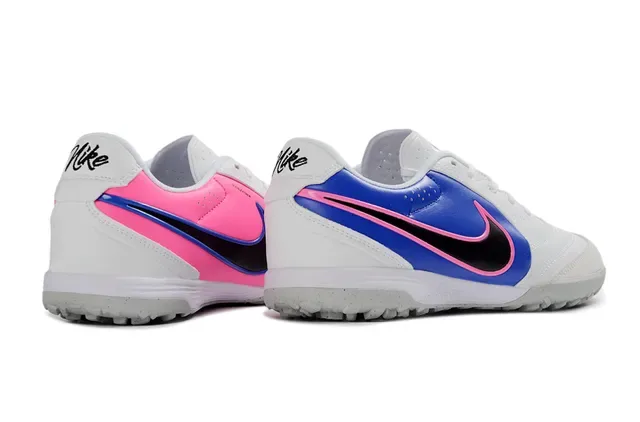 Nike White Blue Low-Top Synthetic-Leather Upper Artificial-Grass Soccer Shoes 4