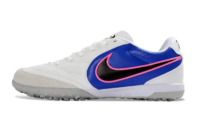 Nike White Blue Low-Top Synthetic-Leather Upper Artificial-Grass Soccer Shoes 5