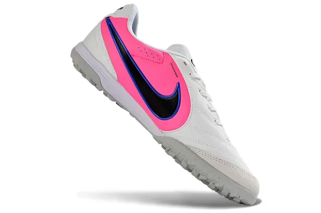Nike White Blue Low-Top Synthetic-Leather Upper Artificial-Grass Soccer Shoes 7