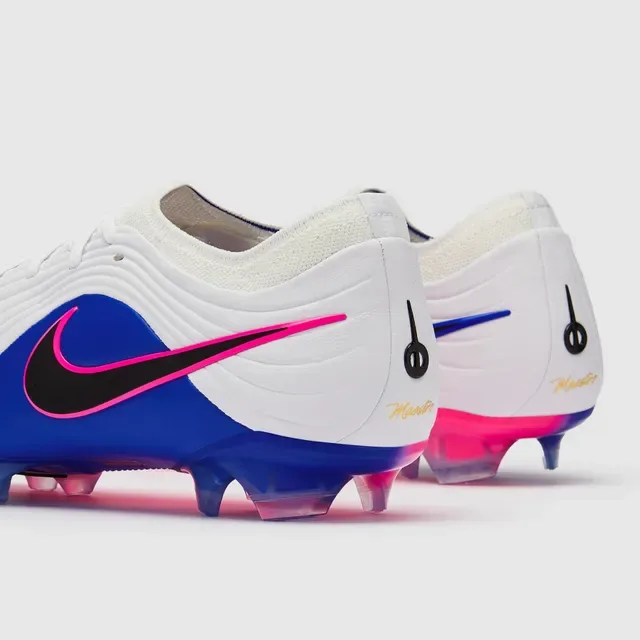 Nike White Blue Ribbed Synthetic Upper Asymmetrical Lacing Firm-Ground Soccer Shoes 13