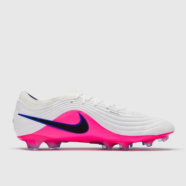Nike White Blue Ribbed Synthetic Upper Asymmetrical Lacing Firm-Ground Soccer Shoes 14