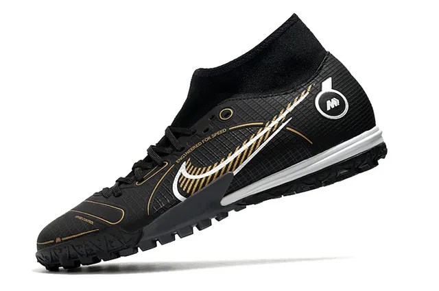 Nike Chaussures de football turf blanc bleu collet à la cheville lacets asymétriques 16